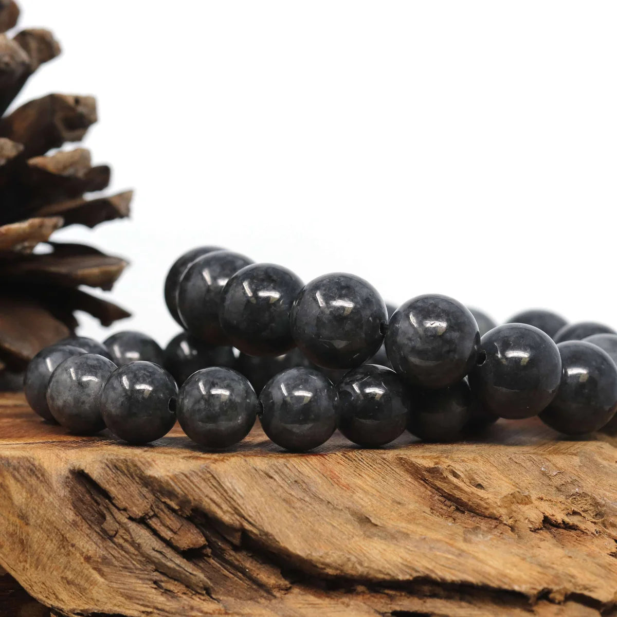 Black Jadeite Large Bead Bracelet