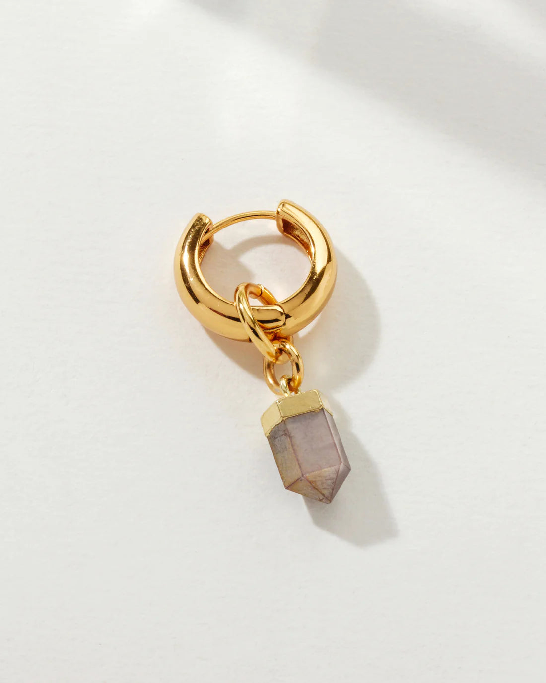 Coffee Moonstone Hoop Earring