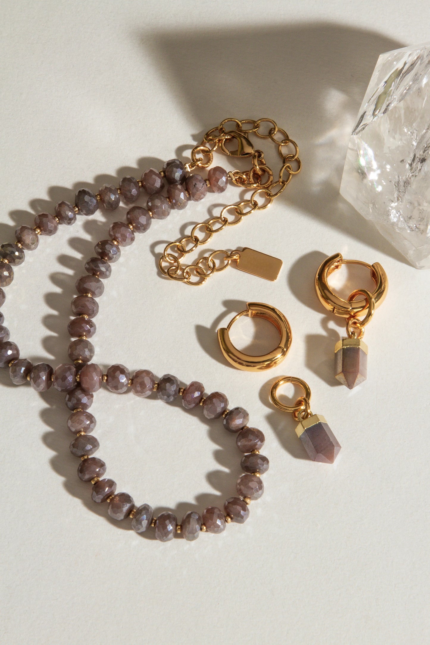 Coffee Moonstone Bead Necklace