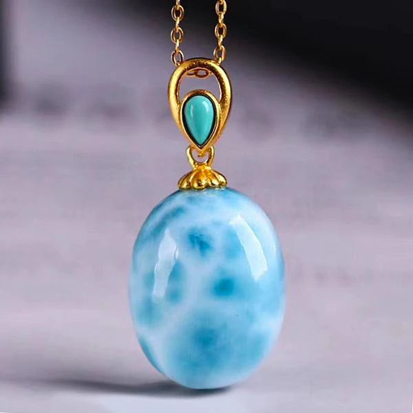 Larimar Teardrop Stone Necklace