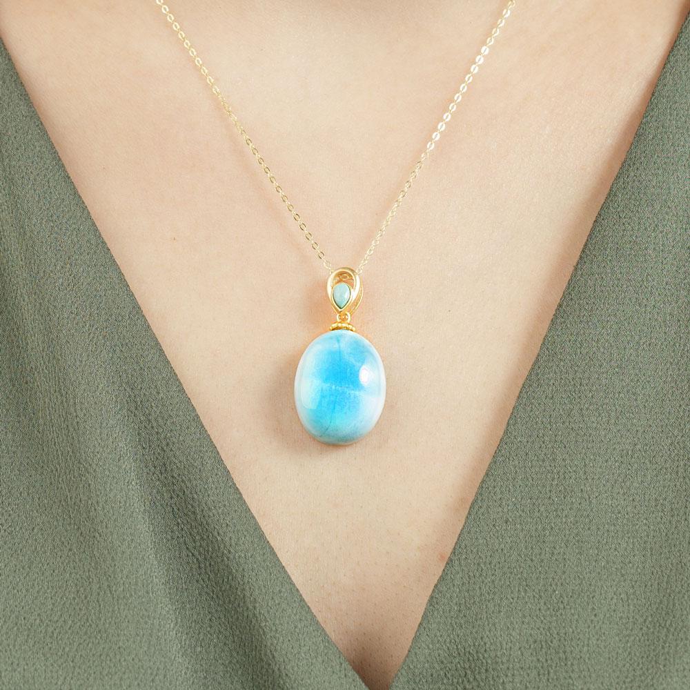 Larimar Teardrop Stone Necklace