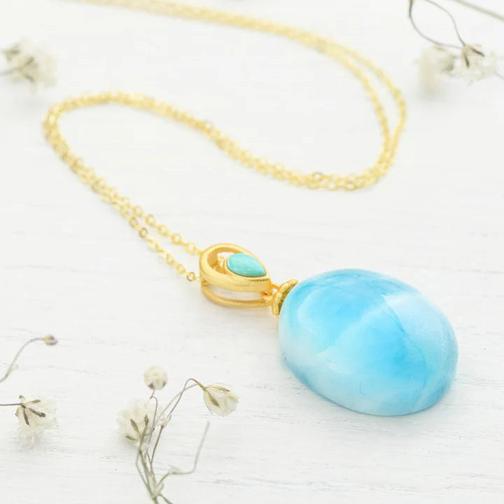 Larimar Teardrop Stone Necklace