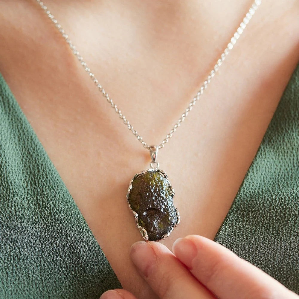 Moldavite Raw Stone Necklace