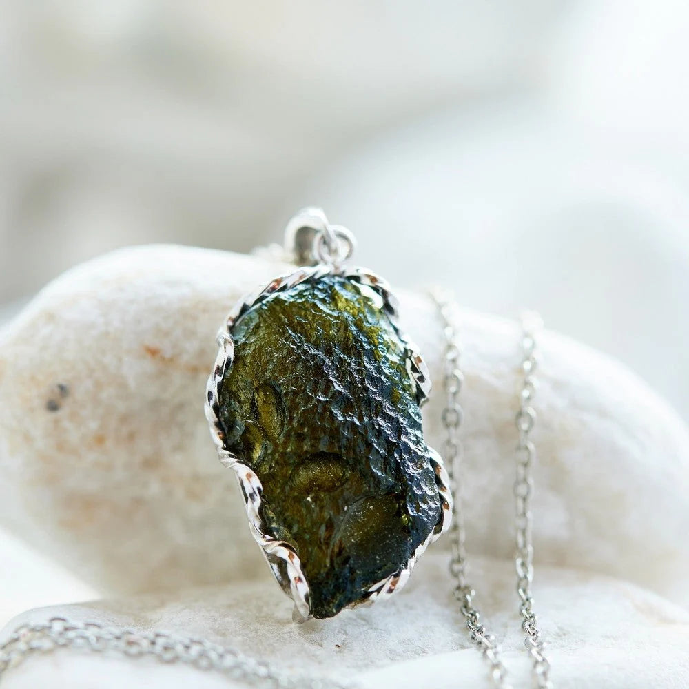 Moldavite Raw Stone Necklace
