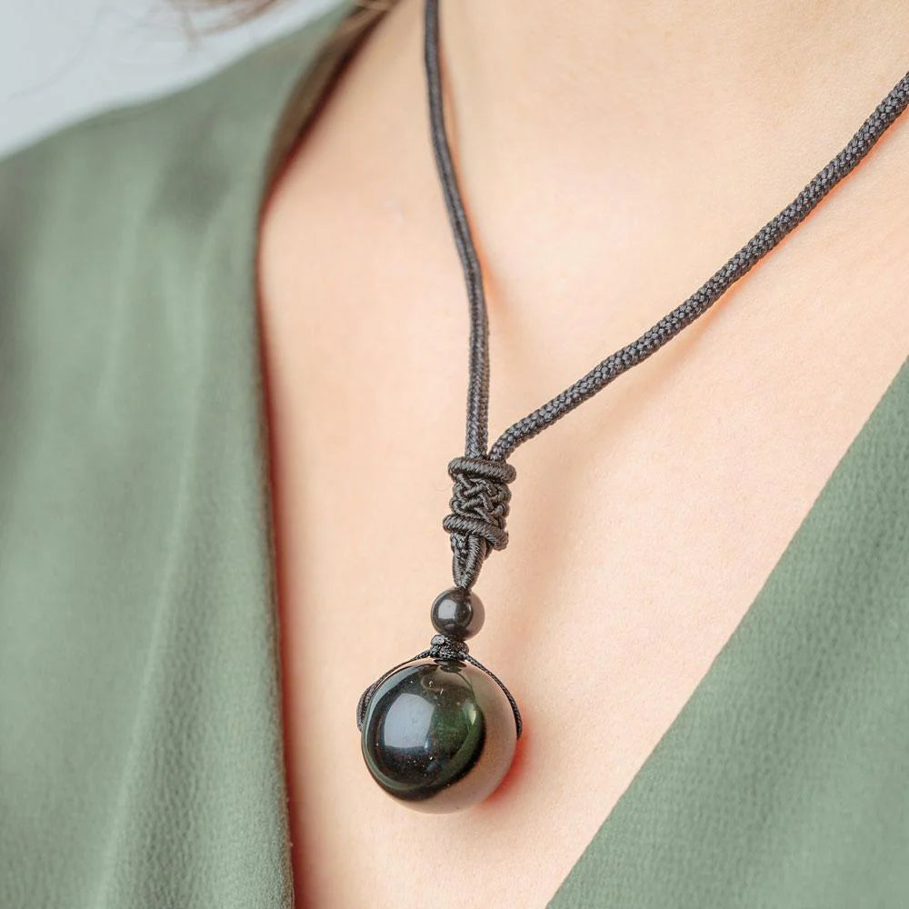 Obsidian Sphere Necklace