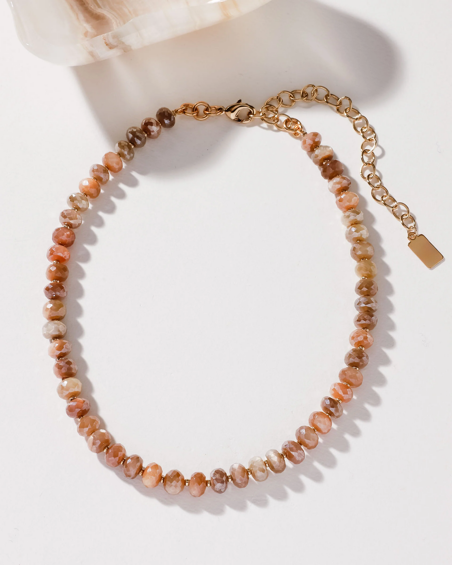 Peach Moonstone Bead Necklace
